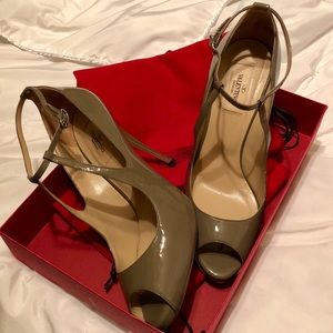Valentino Patent Leather Peep Toe Pumps